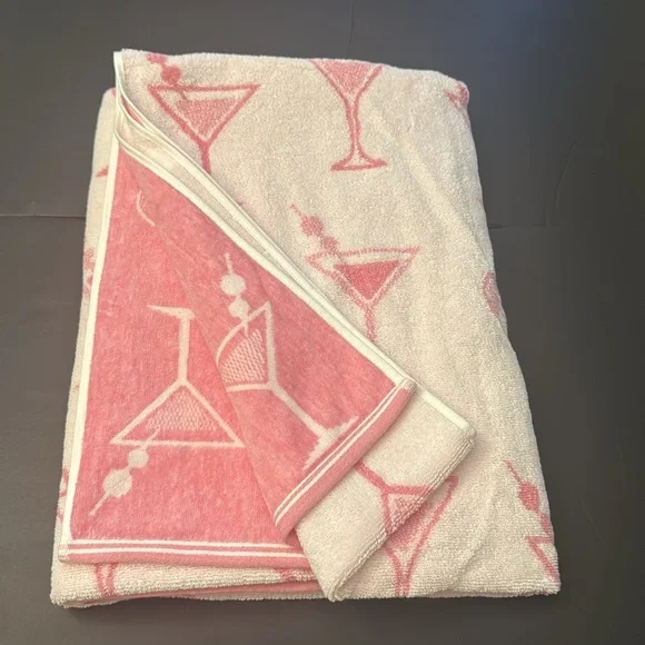 ECO-MELANGE BEACH TOWEL - Pink Martini Glass Patterned - Reversible - Picture 4 of 12
